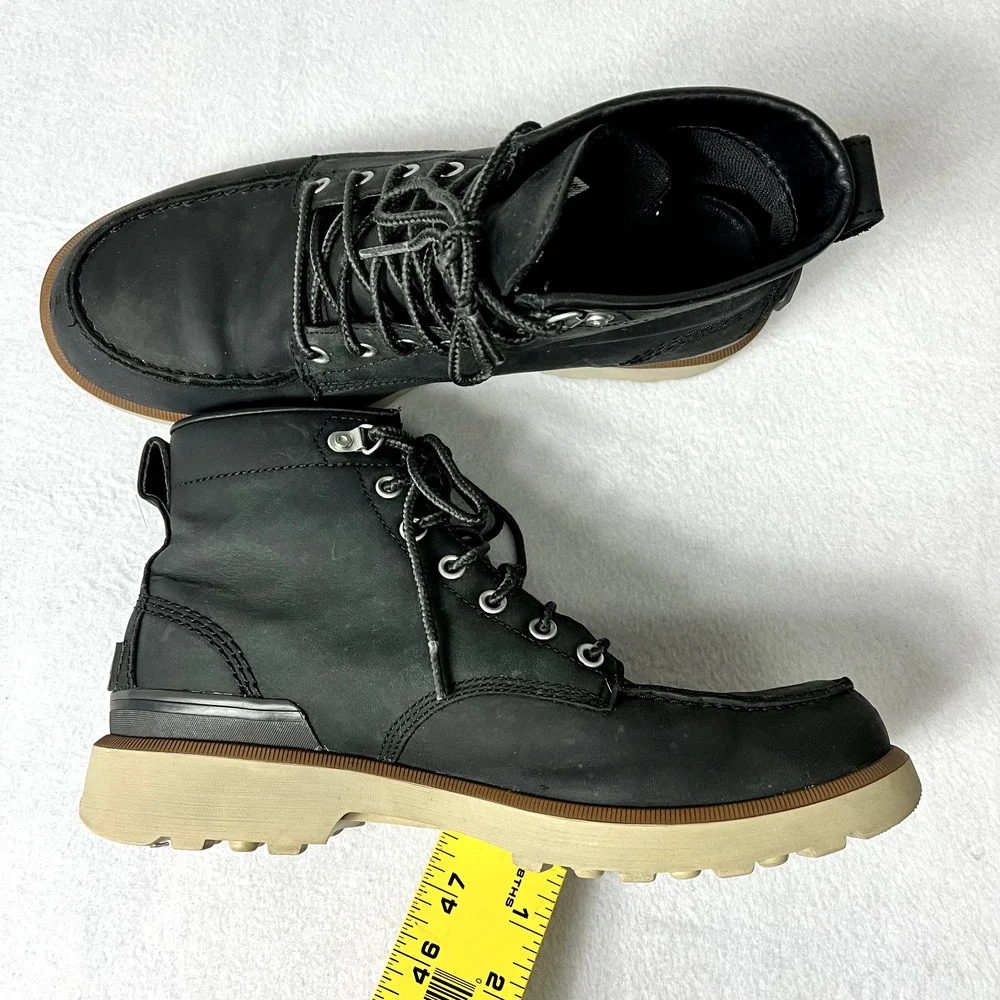 Sorel Boots Mens 9.5 Caribou Moc Black Nubuck Leather Waterproof Work Hiking